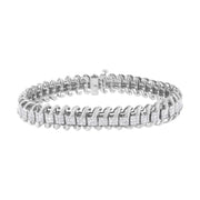 Bids.com 14K White Gold 5.0 Cttw Princess Cut Diamond 7" Invisible Set Wavy S-Link Tennis Bracelet (G-H Color, SI1-SI2 Clarity) Bracelets