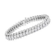 Bids.com 14K White Gold 5.0 Cttw Princess Cut Diamond 7" Invisible Set Wavy S-Link Tennis Bracelet (G-H Color, SI1-SI2 Clarity) Bracelets