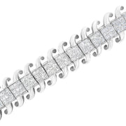 Bids.com 14K White Gold 5.0 Cttw Princess Cut Diamond 7" Invisible Set Wavy S-Link Tennis Bracelet (G-H Color, SI1-SI2 Clarity) Bracelets