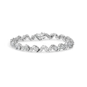 Bids.com 14K White Gold 2.00 Cttw Diamond Cluster and Spiral Link Bracelet (I-J Color, I1-I2 Clarity) - 7" Bracelets