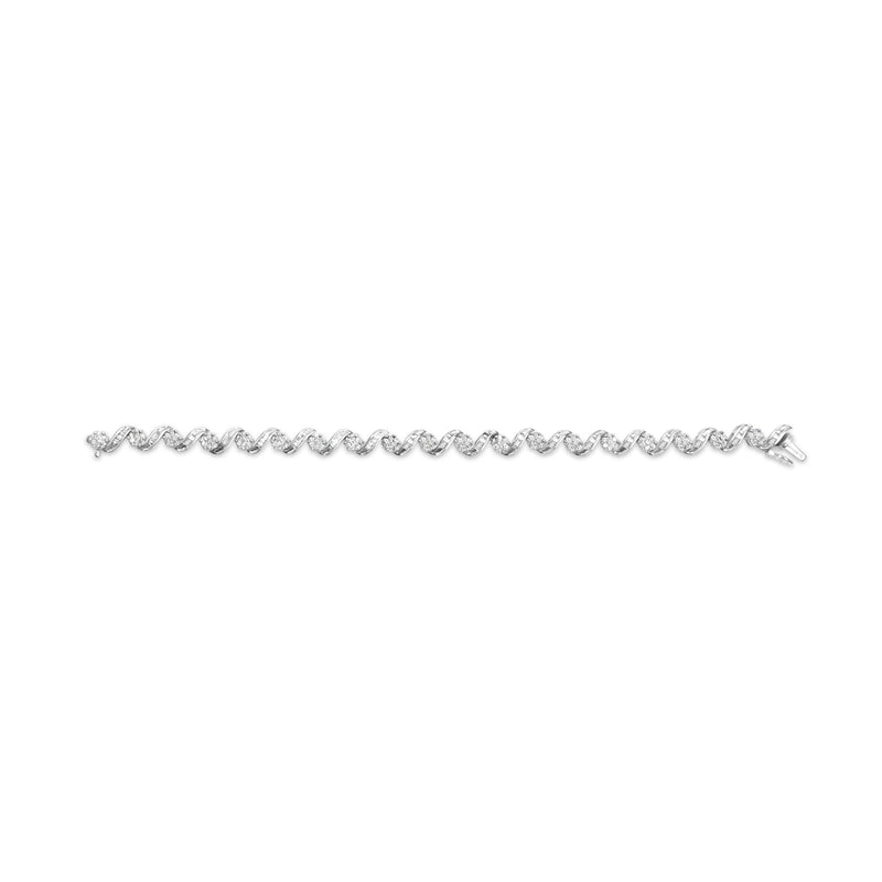 Bids.com 14K White Gold 2.00 Cttw Diamond Cluster and Spiral Link Bracelet (I-J Color, I1-I2 Clarity) - 7" Bracelets