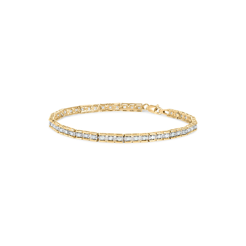 Bids.com 10K Yellow Gold 1.0 Cttw Round Diamond Pave Link Bracelet Bracelets