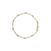 Bids.com 10K White and Yellow Gold 1.00 Cttw Diamond Oval Shaped Cluster Link  Bracelet (I-J Color, SI2-I1 Clarity) - 7" Inches Bracelets
