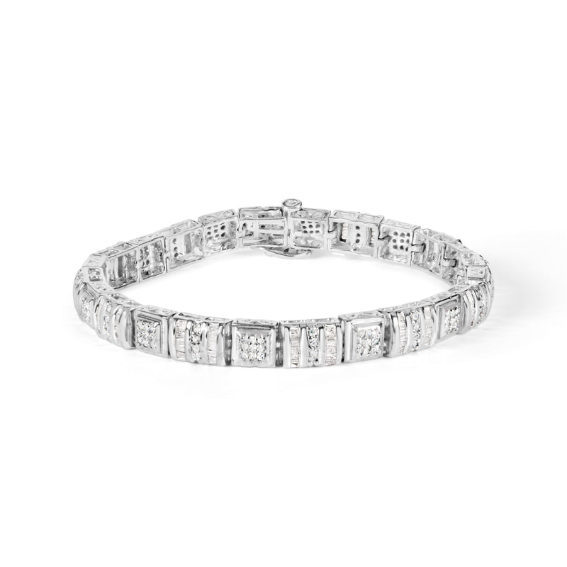 Bids.com 10K White Gold Round and Baguette Cut Diamond Bracelet (2.00 cttw, H-I Color, I2-I3 Clarity) Bracelets