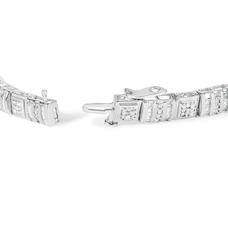 Bids.com 10K White Gold Round and Baguette Cut Diamond Bracelet (2.00 cttw, H-I Color, I2-I3 Clarity) Bracelets