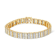 Bids.com 14K Yellow Gold 5.50 Cttw Round and Baguette Diamond Link Bracelet Bracelets