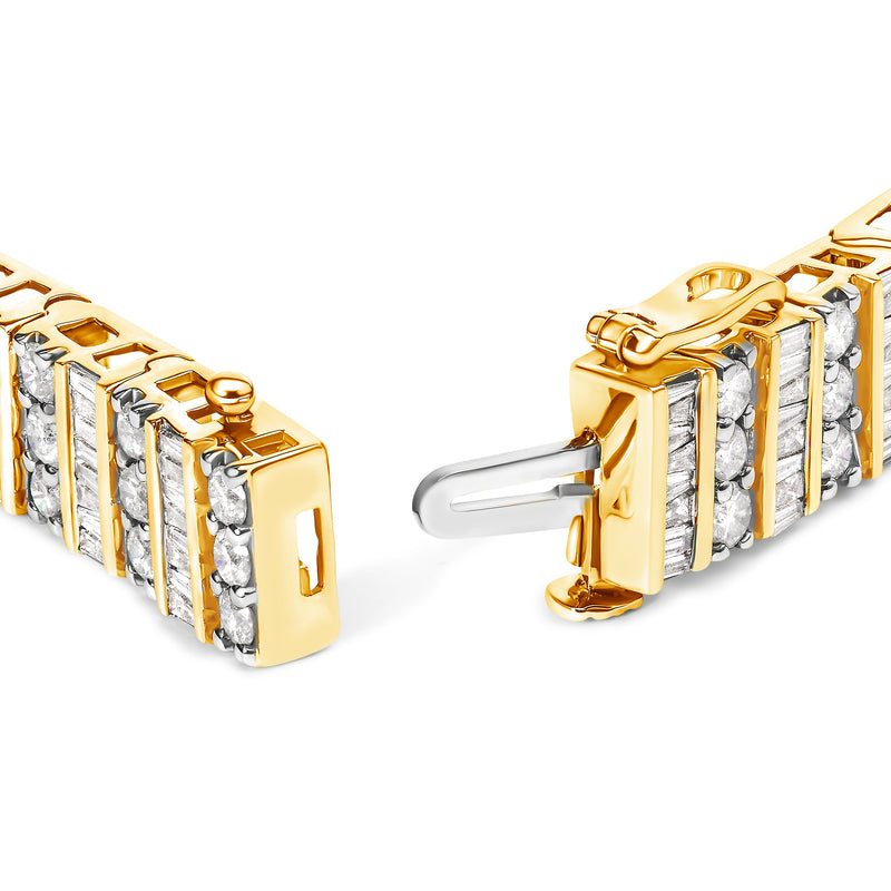 Bids.com 14K Yellow Gold 5.50 Cttw Round and Baguette Diamond Link Bracelet Bracelets