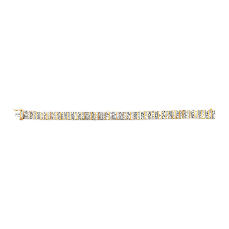 Bids.com 14K Yellow Gold 5.50 Cttw Round and Baguette Diamond Link Bracelet Bracelets