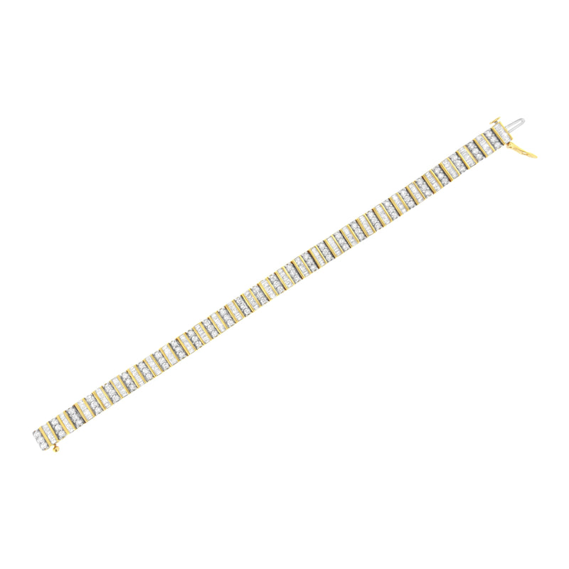 Bids.com 14K Yellow Gold 5.50 Cttw Round and Baguette Diamond Link Bracelet Bracelets