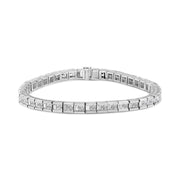 Bids.com 14K White Gold 4 3/8 Cttw Alternating Invisible Set Princess and Baguette Diamond Tennis Bracelet (G-H Color, VS1-VS2 Clarity) - Size 7" Bracelets