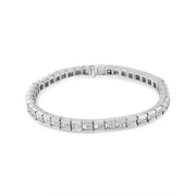 Bids.com 14K White Gold 4 3/8 Cttw Alternating Invisible Set Princess and Baguette Diamond Tennis Bracelet (G-H Color, VS1-VS2 Clarity) - Size 7" Bracelets