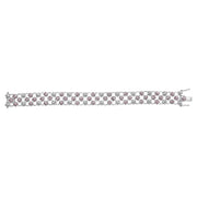 Bids.com 14K White Gold Pink Sapphire and Diamond Floral Lattice Link Bracelet - 7.25" Inches Bracelets