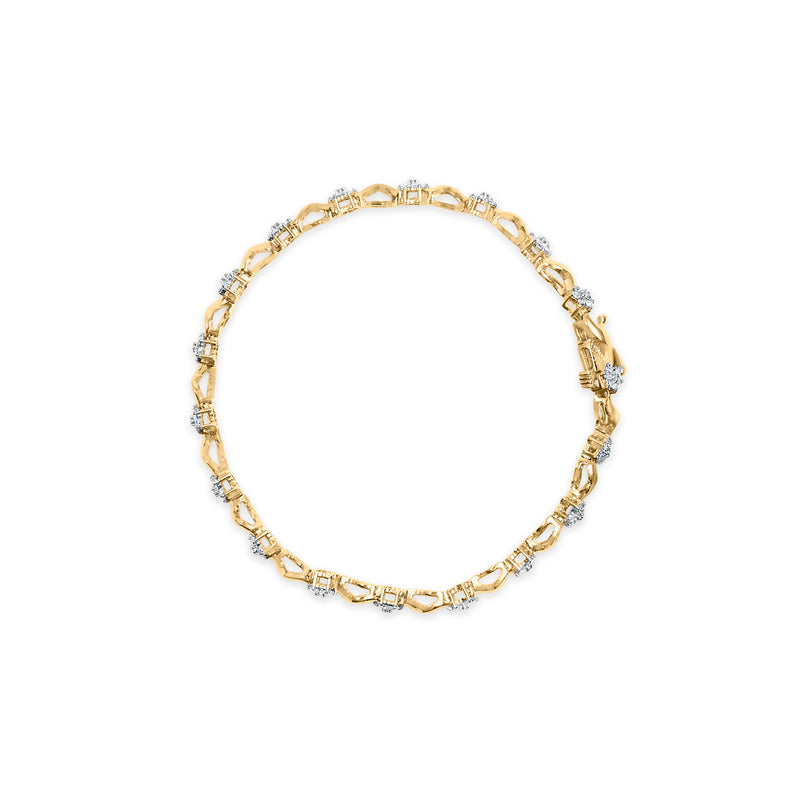 Bids.com 10k Yellow Gold 1.00 Cttw Round-Cut Diamond Floral S-Link 7.50" Bracelet (I-J Color, I2-I3 Clarity) Bracelets