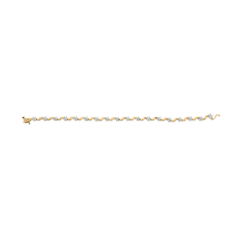Bids.com 10k Yellow Gold 1.00 Cttw Round-Cut Diamond Floral S-Link 7.50" Bracelet (I-J Color, I2-I3 Clarity) Bracelets