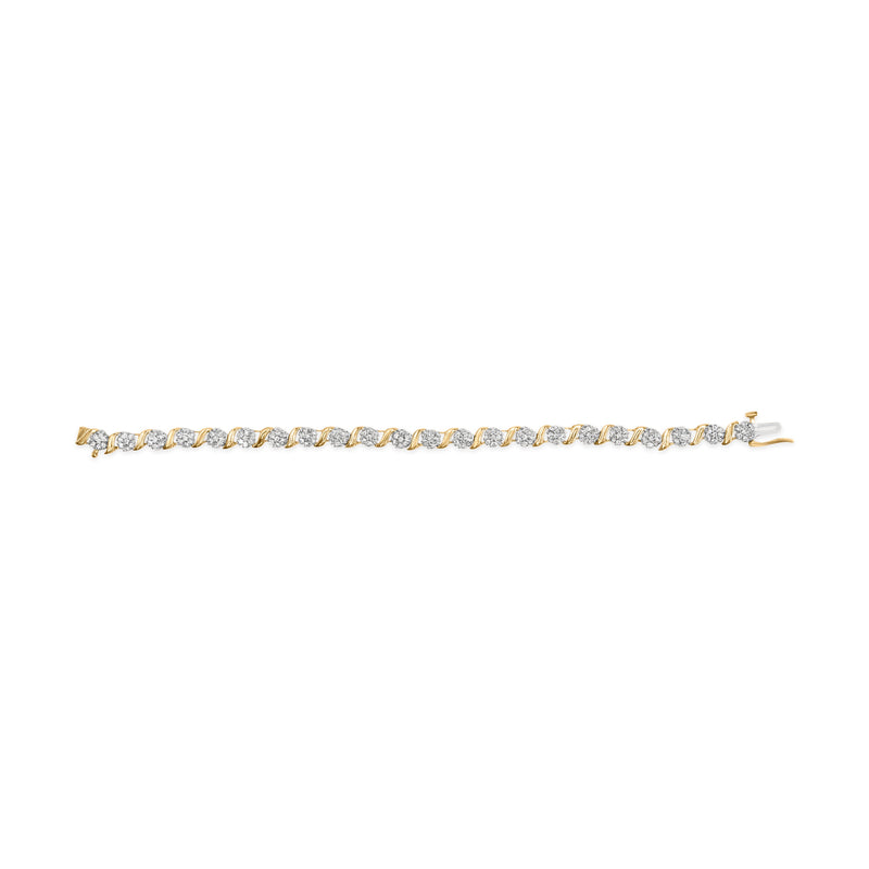 Bids.com 10K Yellow Gold 2.00 Cttw Round Cut Diamond 'S' Cluster Bracelet (J-K Color, I1-I2 Clarity) Bracelets