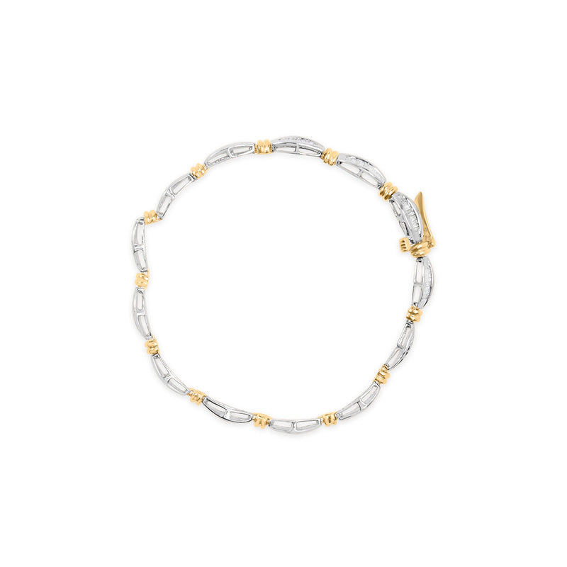 Bids.com 10K Two-Tone Gold 2.0 Cttw Baguette Diamond Channel Link Bracelet Bracelets