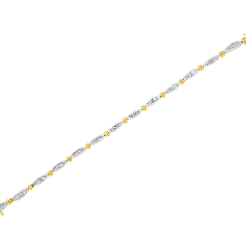 Bids.com 10K Two-Tone Gold 2.0 Cttw Baguette Diamond Channel Link Bracelet Bracelets