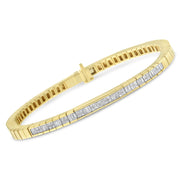 Bids.com 14K Yellow Gold 1-1/10 Cttw Princess & Baguette Cut Diamond 7" Alternating Stone Eternity Tennis Bracelet (G-H Color, VS1-VS2 Clarity) Bracelets