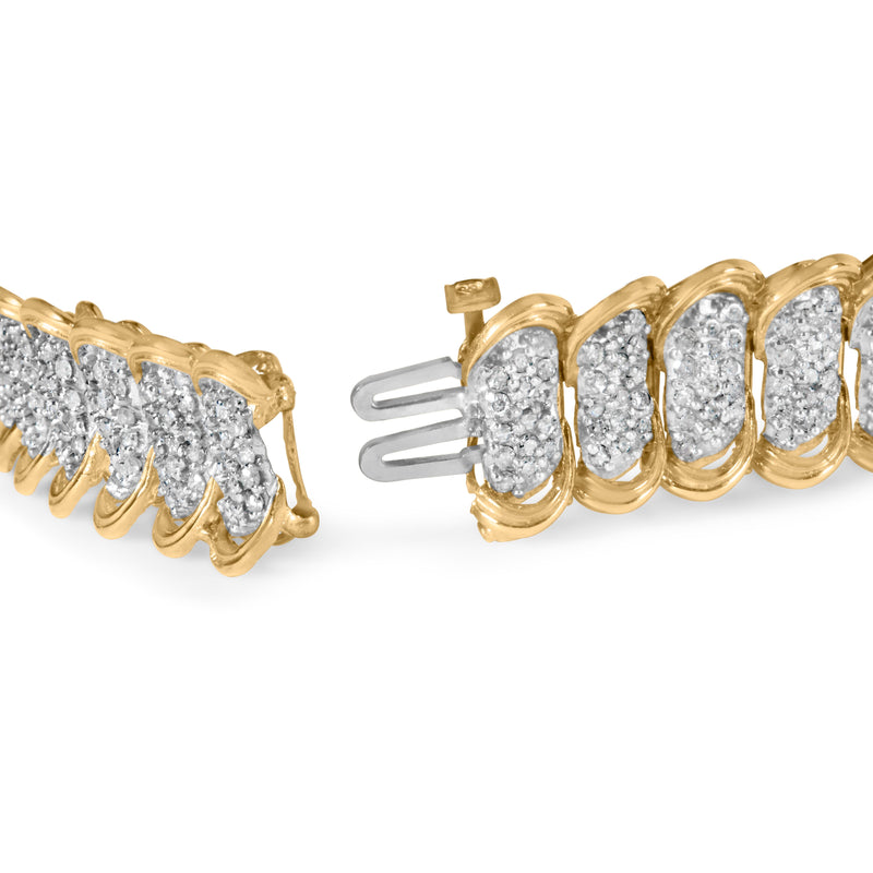 Bids.com 10K Yellow Gold 4.00 Cttw Pave Diamond Classic Link 7" Bracelet (I-J Color, I2-I3 Clarity) Bracelets