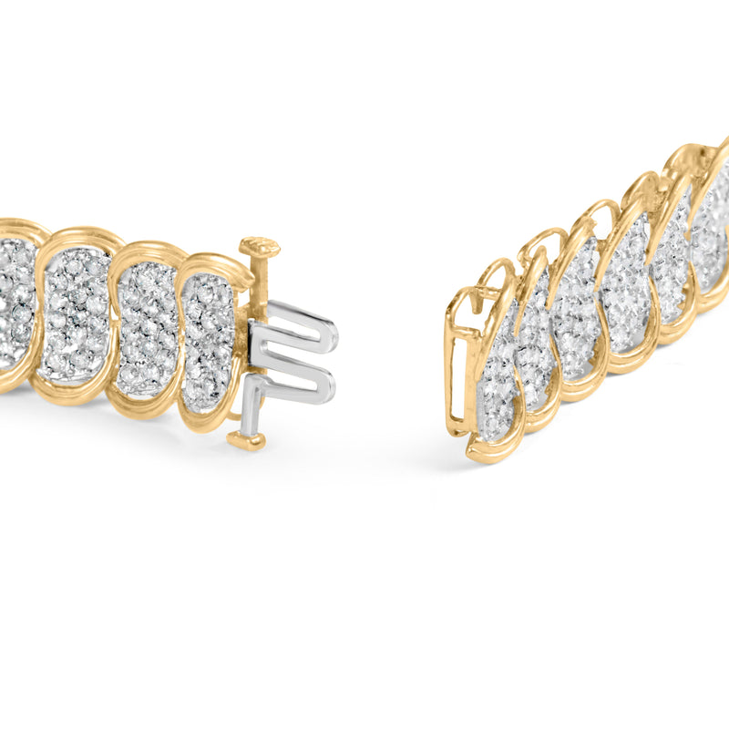 Bids.com 10k Yellow Gold 5.00 Cttw Diamond Oval Banded Link Bracelet (I-J Color, I1-I2 Clarity) - 7" Inches Bracelets