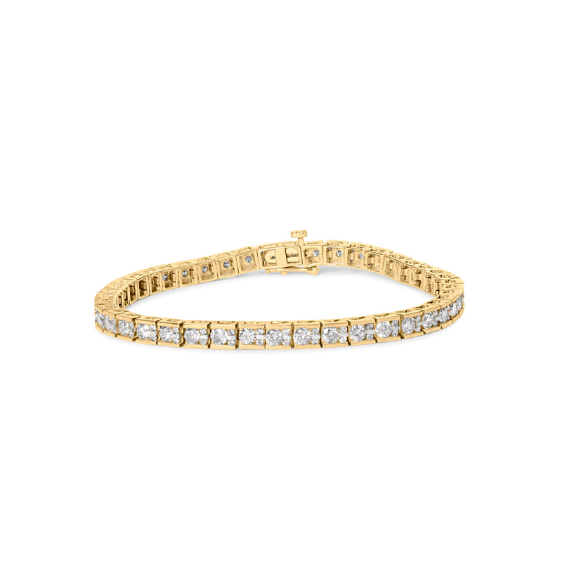 Bids.com 10K Yellow Gold 4.00 Cttw Channel Set Round Diamond Tennis 7" Bracelet (J-K Color, I1-I2 Clarity) Bracelets