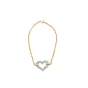 Bids.com 10K Two Tone Gold 1/4 Cttw Diamond Encrusted Heart Charm 7" Bracelet (H-I Color, I1-I2 Clarity) Bracelets