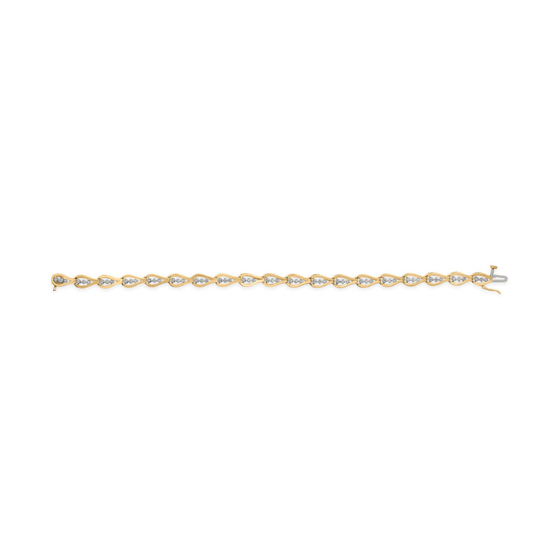 Bids.com 10k Yellow Gold 1/3 Cttw Diamond 3 Stone Teardrop Design Link Bracelet (I-J Color, I1-I2 Clarity) - 7.25" Inches Bracelets