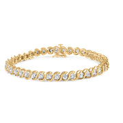Bids.com 10K Yellow Gold 3 cttw Round-Cut Diamond Spiral Link 7.50" Bracelet (I-J Color, I1-I2 Clarity) Bracelets