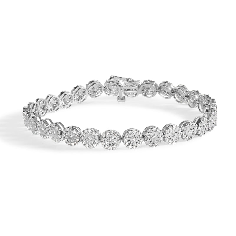 Bids.com 14K White Gold 2.00 Cttw Diamond Halo Link Tennis Bracelet (H-I Color, I1-I2 Clarity) - 7" Inches Bracelets