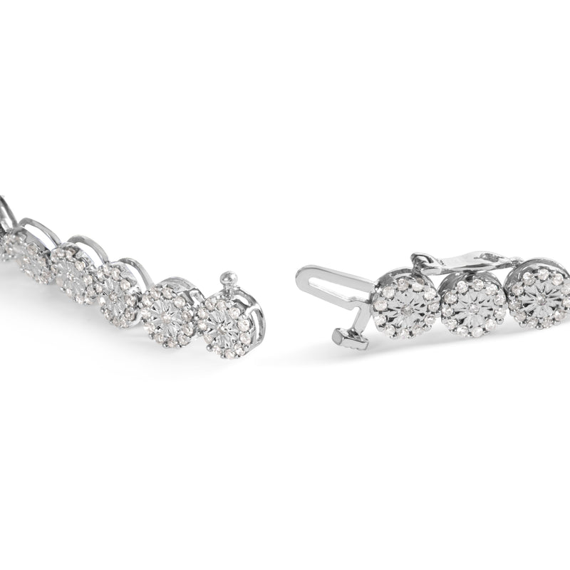 Bids.com 14K White Gold 2.00 Cttw Diamond Halo Link Tennis Bracelet (H-I Color, I1-I2 Clarity) - 7" Inches Bracelets