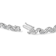 Bids.com 10K White Gold 2.00 Cttw Round-Cut and Baguette-Cut Diamond Floral Design Swirl Link 7" Bracelet (I-J Color, I1-I2 Clarity) Bracelets