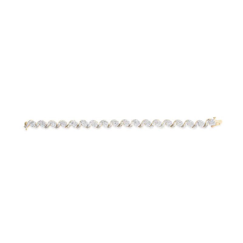 Bids.com 10k Yellow Gold 5.00 Cttw Round-Cut and Baguette-Cut Diamond Floral Link 7.25" Bracelet (I-J Color, I2-I3 Clarity) Bracelets