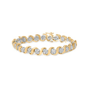 Bids.com 10K Yellow Gold 4.00 Cttw Round-Cut Diamond Floral Link 7.5" Bracelet (H-I Color, I2-I3 Clarity) Bracelets