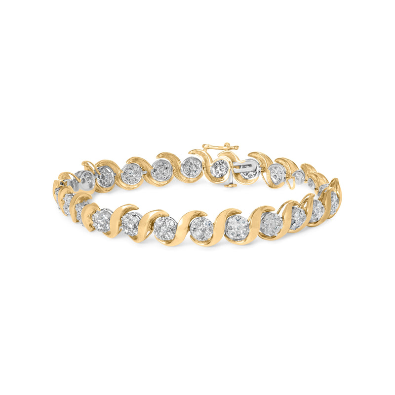 Bids.com 10K Yellow Gold 4.00 Cttw Round-Cut Diamond Floral Link 7.5" Bracelet (H-I Color, I2-I3 Clarity) Bracelets