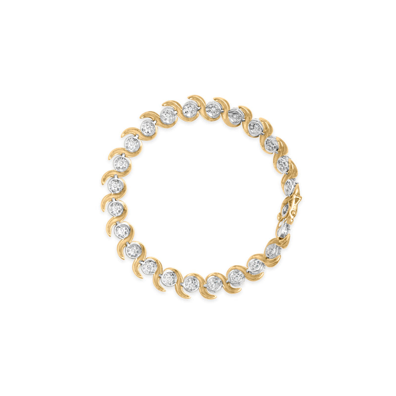 Bids.com 10K Yellow Gold 4.00 Cttw Round-Cut Diamond Floral Link 7.5" Bracelet (H-I Color, I2-I3 Clarity) Bracelets
