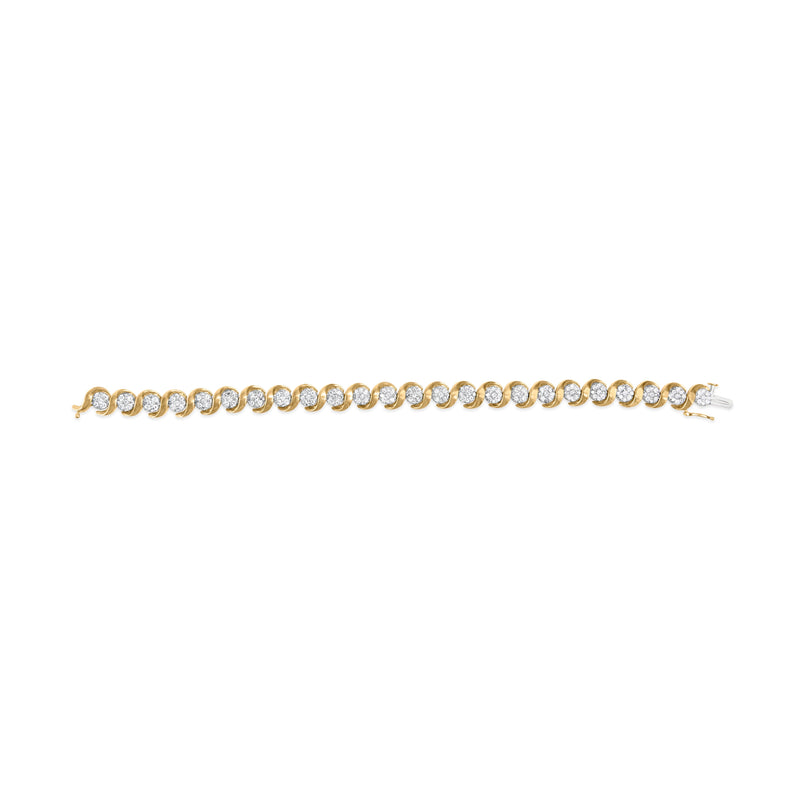 Bids.com 10K Yellow Gold 4.00 Cttw Round-Cut Diamond Floral Link 7.5" Bracelet (H-I Color, I2-I3 Clarity) Bracelets