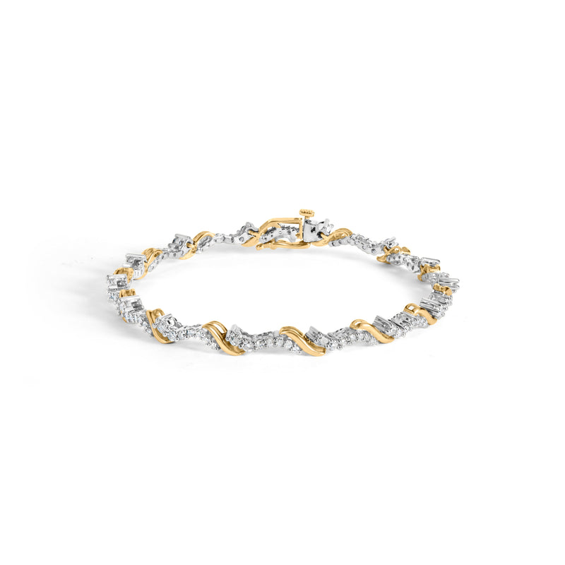 Bids.com 10K Yellow and White Gold 2.00 Cttw Diamond "S" Link 7" Bracelet (H-I Color, I2-I3 Clarity) Bracelets