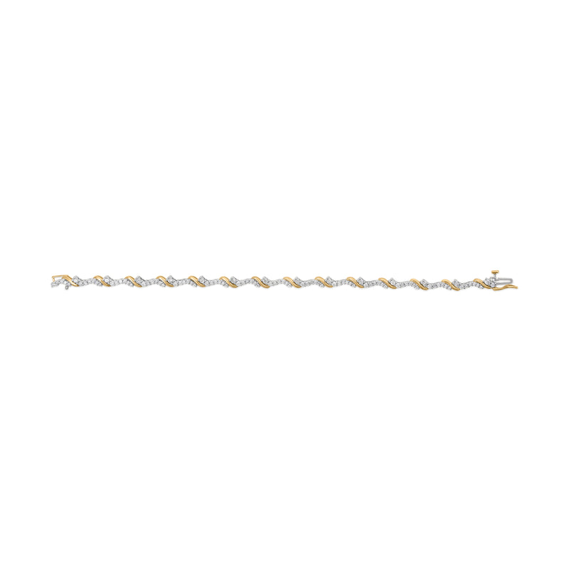 Bids.com 10K Yellow and White Gold 2.00 Cttw Diamond "S" Link 7" Bracelet (H-I Color, I2-I3 Clarity) Bracelets
