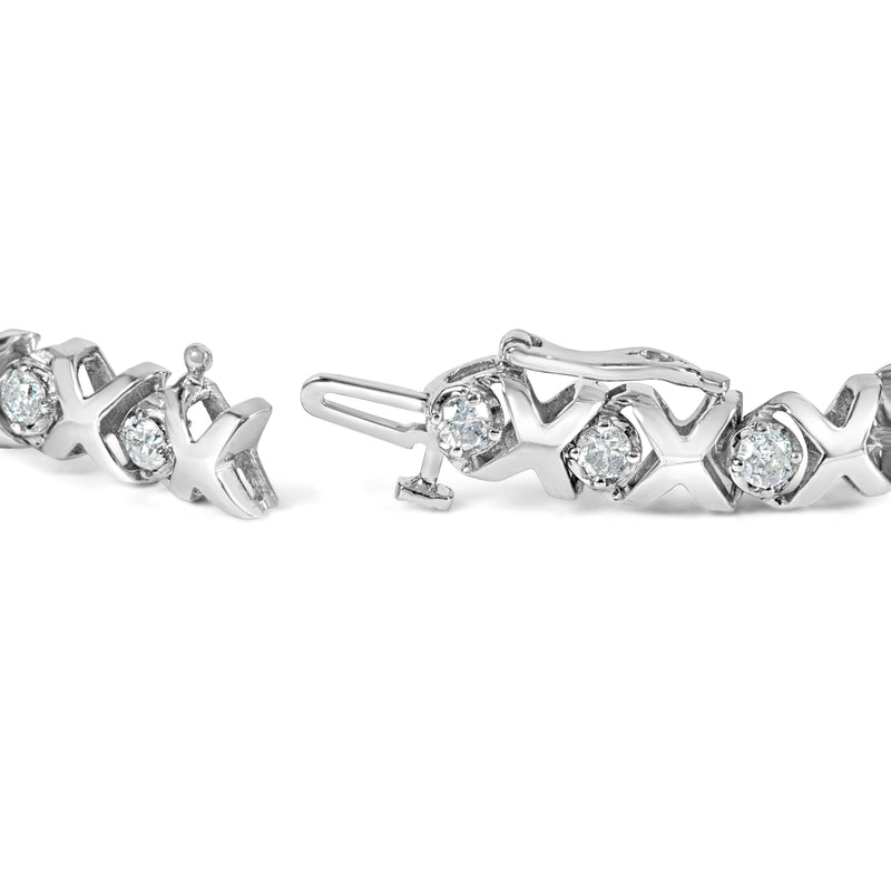 Bids.com 10k White Gold 2.00 Cttw Round-Cut Diamond "XOXO" Link 7" Bracelet (I-J Color, I2-I3 Clarity) Bracelets