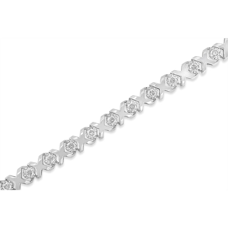 Bids.com 10k White Gold 2.00 Cttw Round-Cut Diamond "XOXO" Link 7" Bracelet (I-J Color, I2-I3 Clarity) Bracelets