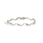 Bids.com 10K Two-Tone 2.00 Cttw Diamond "X" and Wave Link Bracelet (H-I Color, I1-I2 Clarity) - 7" Inches Bracelets