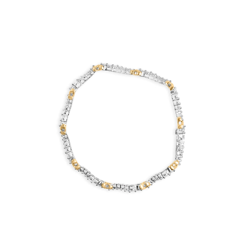 Bids.com 10K Two-Tone 2.00 Cttw Diamond "X" and Wave Link Bracelet (H-I Color, I1-I2 Clarity) - 7" Inches Bracelets