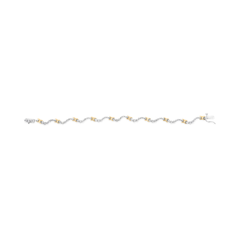 Bids.com 10K Two-Tone 2.00 Cttw Diamond "X" and Wave Link Bracelet (H-I Color, I1-I2 Clarity) - 7" Inches Bracelets