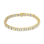 Bids.com 10K Yellow Gold 4.0 Cttw Alternating Baguette & Round Cut Diamond Bezel- & Prong-Set 7" Tennis Bracelet (G-H Color, SI1-SI2 Clarity) Bracelets