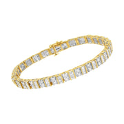 Bids.com 10K Yellow Gold 4.0 Cttw Alternating Baguette & Round Cut Diamond Bezel- & Prong-Set 7" Tennis Bracelet (G-H Color, SI1-SI2 Clarity) Bracelets