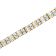 Bids.com 10K Yellow Gold 4.0 Cttw Alternating Baguette & Round Cut Diamond Bezel- & Prong-Set 7" Tennis Bracelet (G-H Color, SI1-SI2 Clarity) Bracelets