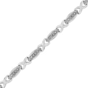Bids.com .925 Sterling Silver 1/5 Cttw Round-Cut Diamond "X" Link Bracelet - Size 7.50" (I-J Color, I2-I3 Clarity) Bracelets