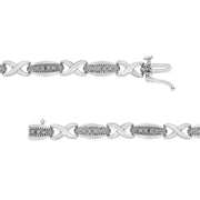 Bids.com .925 Sterling Silver 1/5 Cttw Round-Cut Diamond "X" Link Bracelet - Size 7.50" (I-J Color, I2-I3 Clarity) Bracelets
