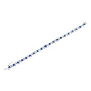 Bids.com .925 Sterling Silver, Lab-Grown Gemstone and 4 Cttw Round Diamond Tennis Bracelet (H-I Color, I1-I2 Clarity) - Created Blue Sapphire, September Birthstone Bracelets