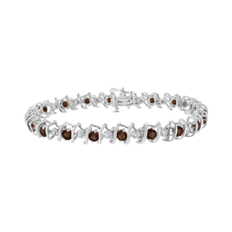 Bids.com .925 Sterling Silver, Lab-Grown Gemstone and 4 Cttw Round Diamond Tennis Bracelet (H-I Color, I1-I2 Clarity) - Created Blue Sapphire, September Birthstone Bracelets